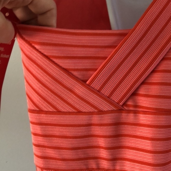 NEW Adrianna Papell Coral & Orange Striped Ottoman Size XL Fit and Flare Dress - Picture 5 of 16